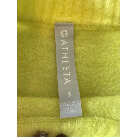 Athleta Transit Women's S Merino Wool Crewneck Sweater Lavish Lime Neon Green - Picture 4 of 10